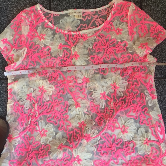 Meadow Rue gauze pink and white sheer top - Picture 3 of 5